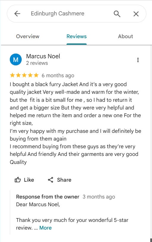 Edinburgh cashmere reviews 